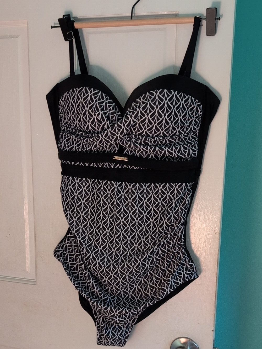 Black & White Patterned One-Piece Swimsuit